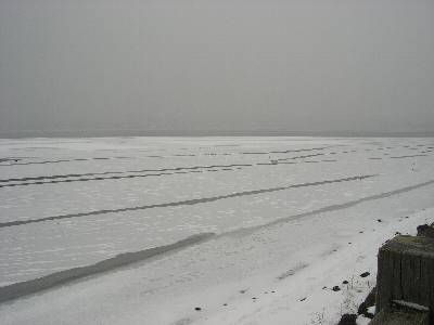 氷結した山中湖